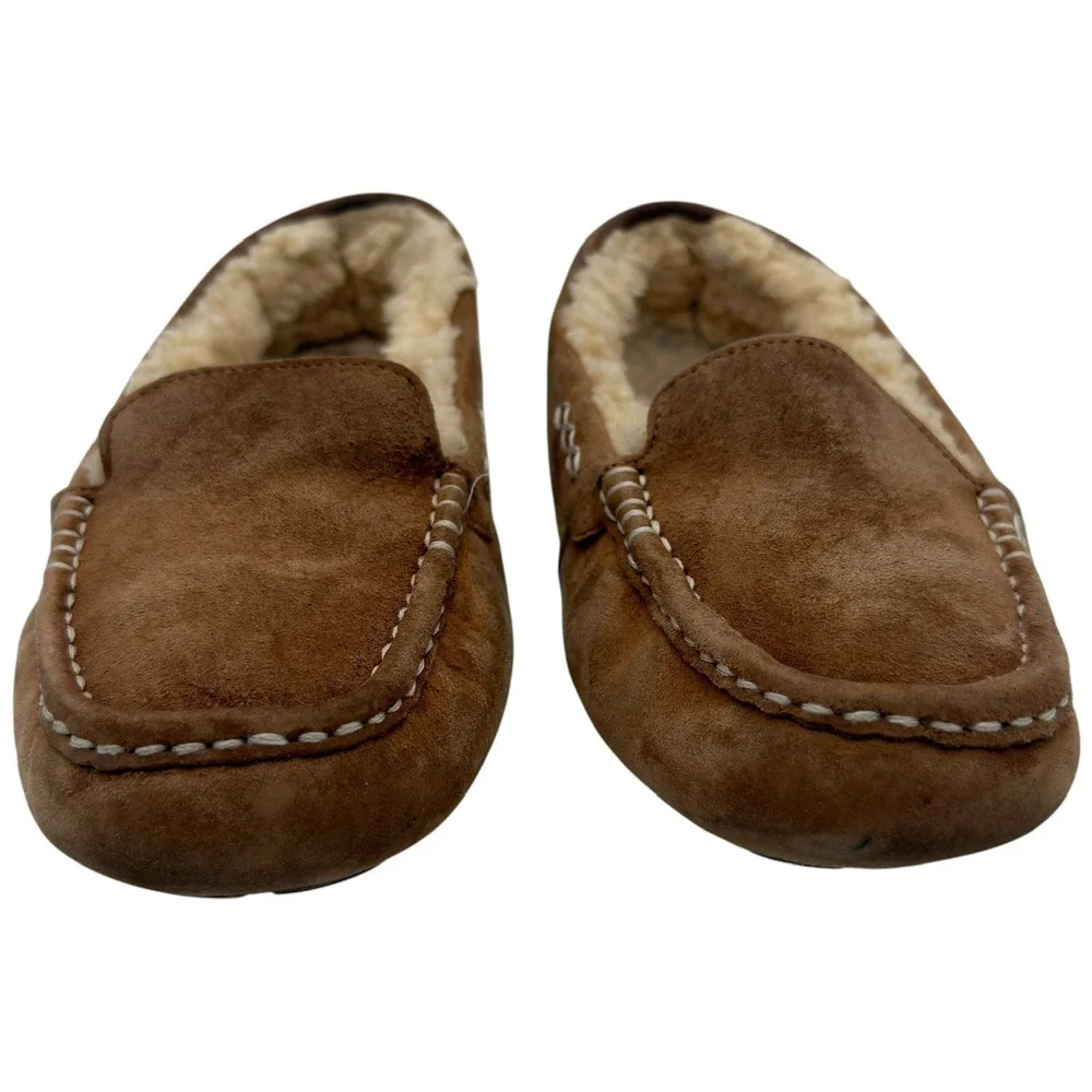 UGG Australia Chestnut Suede Shearling Moccasin Slippers Men's Est 5